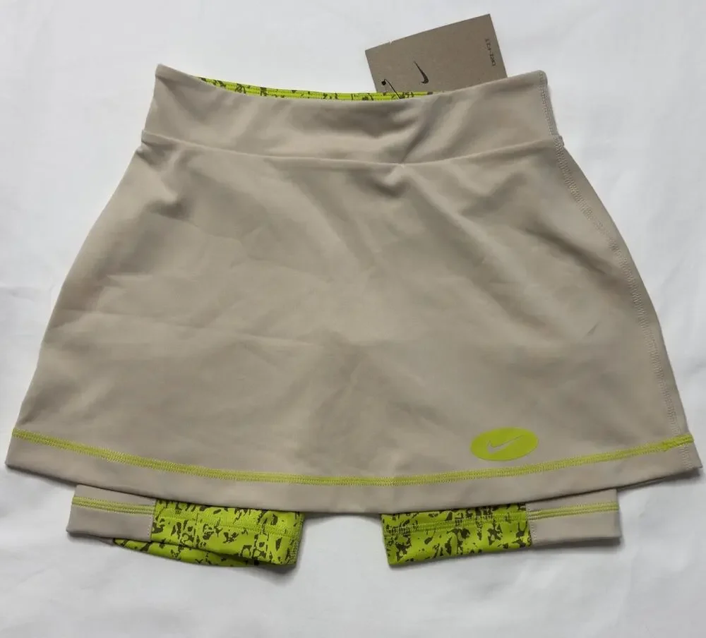 Nike Dry FIT Icon Clash 2 In 1 Training Skirt Shorts Lime Sand Color Large NWT